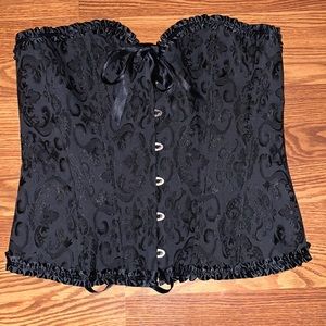 Black floral bustier corset
